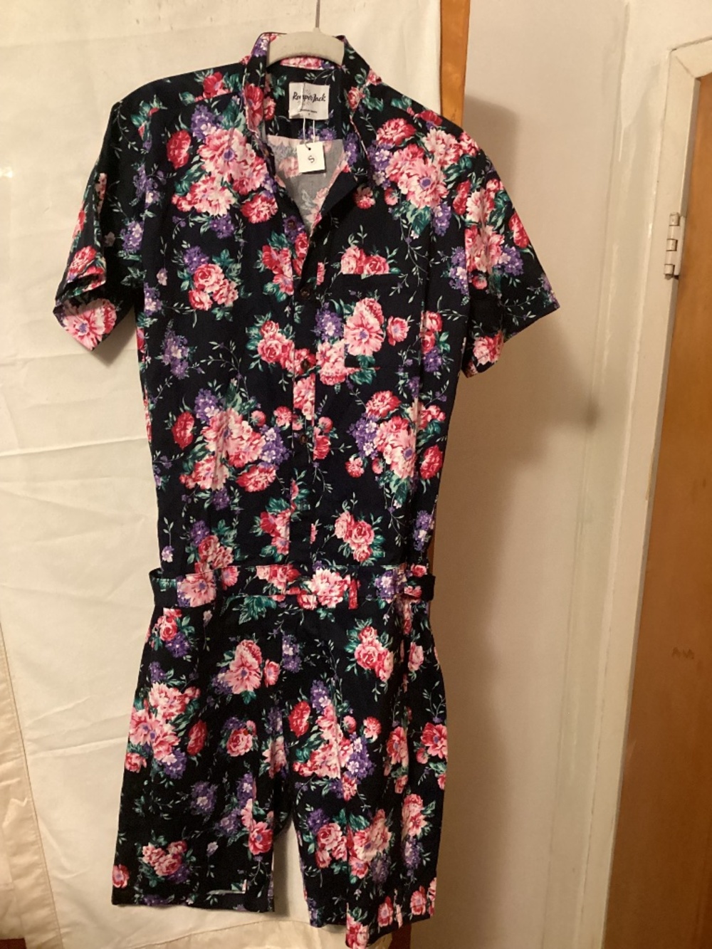 RomperJack floral print exotic resort wear tropics print Romper SZ S NWT